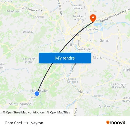 Gare Sncf to Neyron map