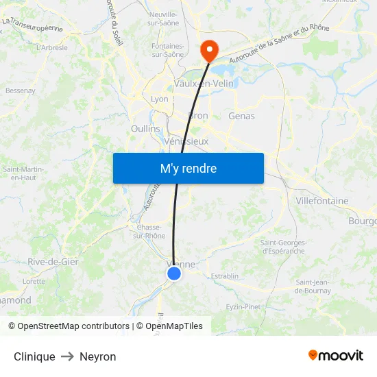 Clinique to Neyron map