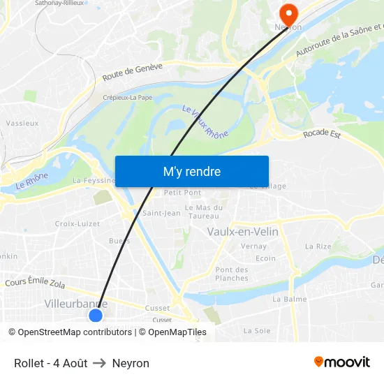 Rollet - 4 Août to Neyron map
