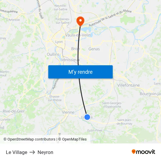 Le Village to Neyron map