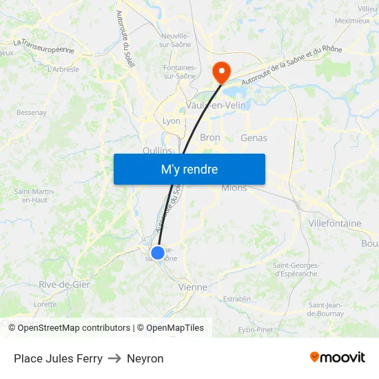 Place Jules Ferry to Neyron map