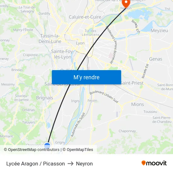 Lycée Aragon / Picasson to Neyron map