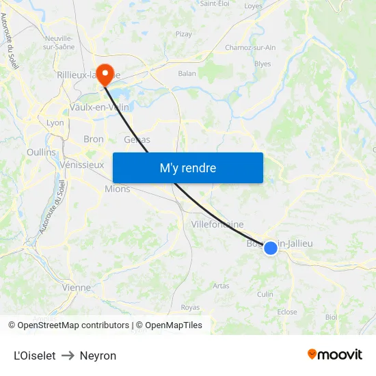 L'Oiselet to Neyron map
