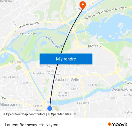 Laurent Bonnevay to Neyron map