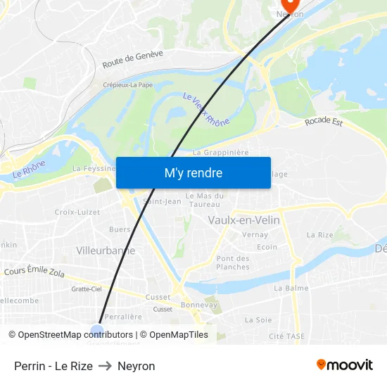 Perrin - Le Rize to Neyron map