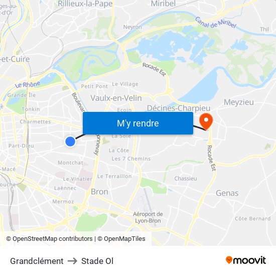 Grandclément to Stade Ol map
