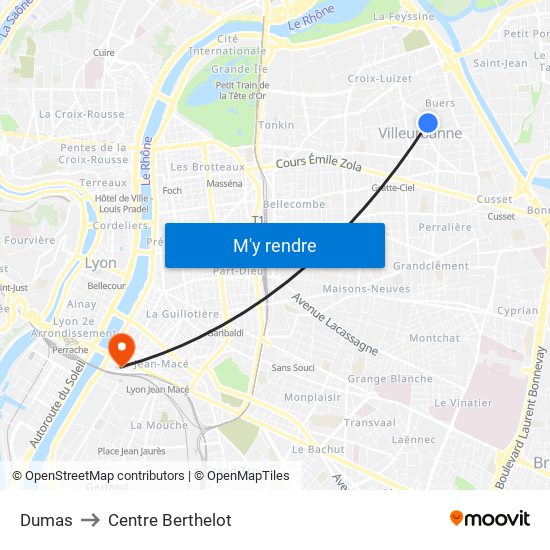 Dumas to Centre Berthelot map