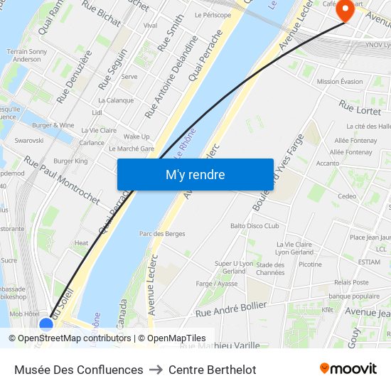 Musée Des Confluences to Centre Berthelot map