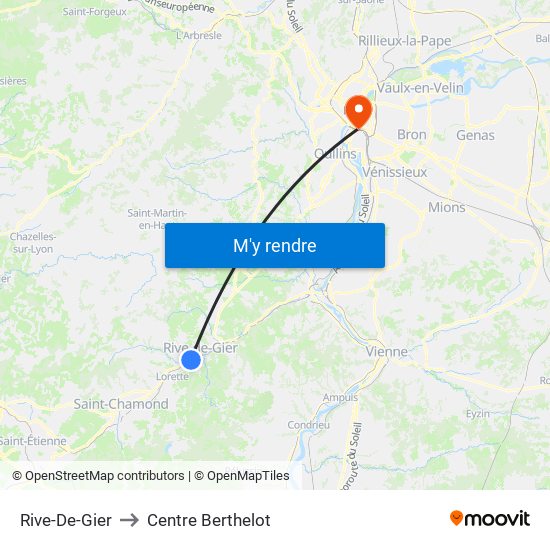 Rive-De-Gier to Centre Berthelot map