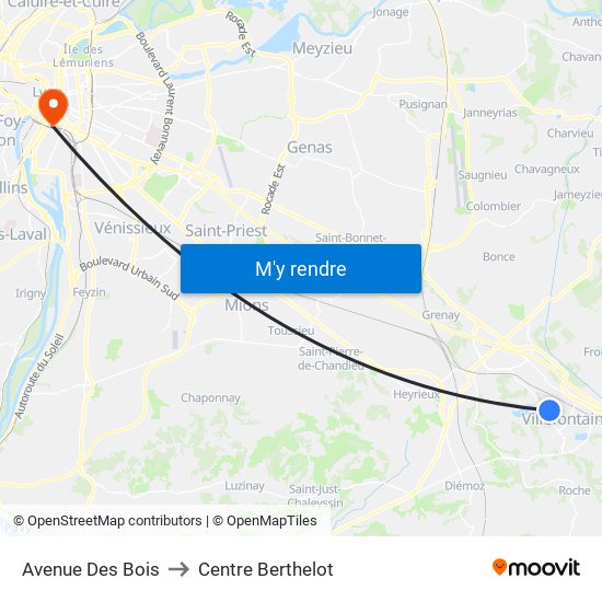 Avenue Des Bois to Centre Berthelot map