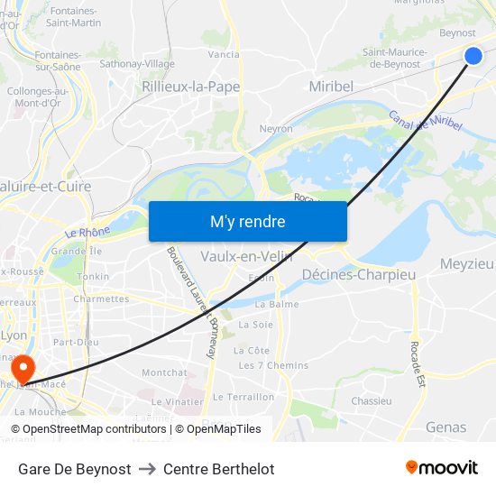Gare De Beynost to Centre Berthelot map