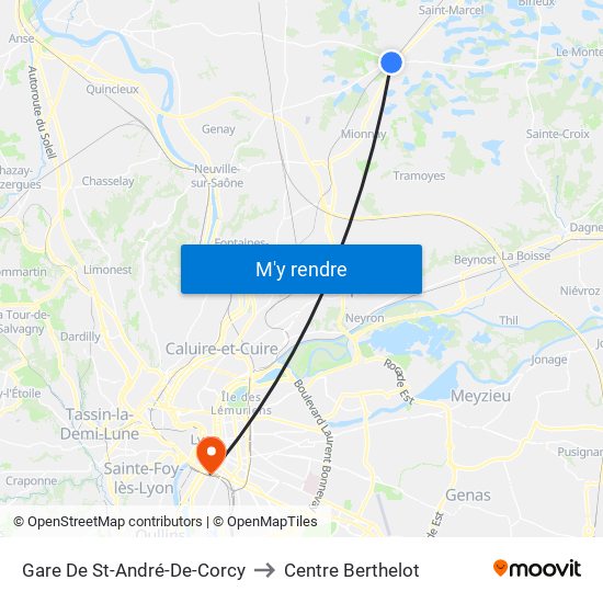 Gare De St-André-De-Corcy to Centre Berthelot map