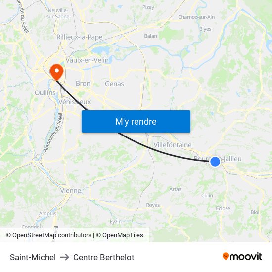 Saint-Michel to Centre Berthelot map