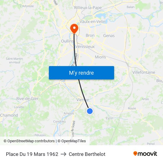 Place Du 19 Mars 1962 to Centre Berthelot map