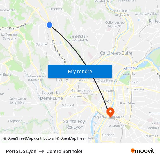 Porte De Lyon to Centre Berthelot map