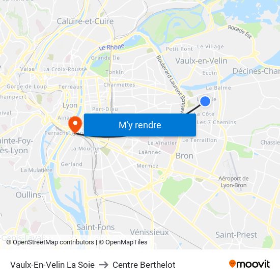 Vaulx-En-Velin La Soie to Centre Berthelot map