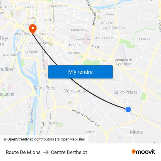 Route De Mions to Centre Berthelot map