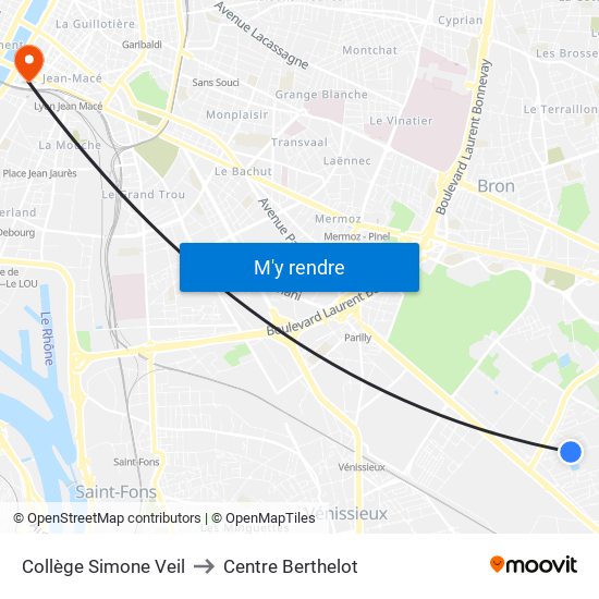 Collège Simone Veil to Centre Berthelot map