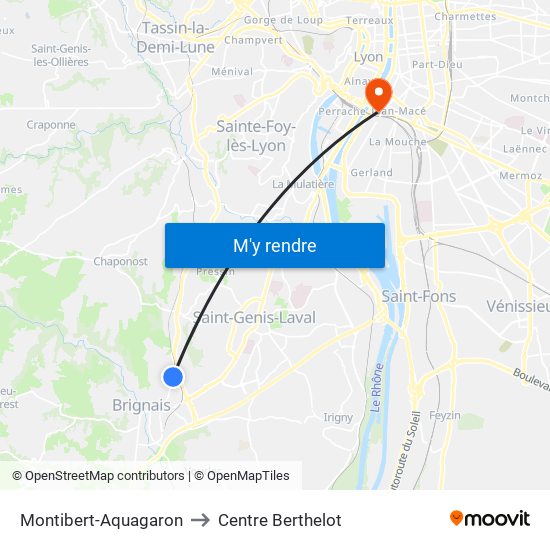 Montibert-Aquagaron to Centre Berthelot map