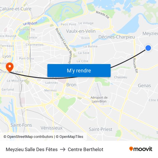 Meyzieu Salle Des Fêtes to Centre Berthelot map