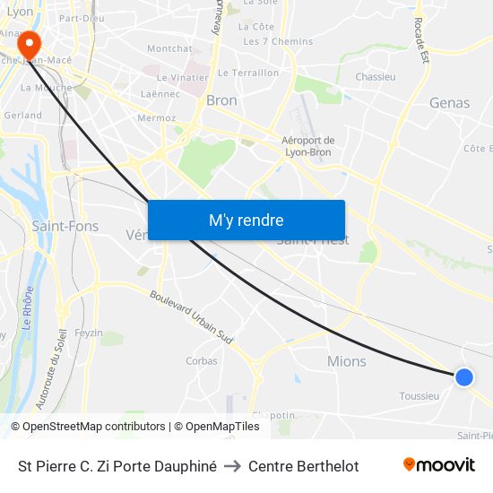 St Pierre C. Zi Porte Dauphiné to Centre Berthelot map