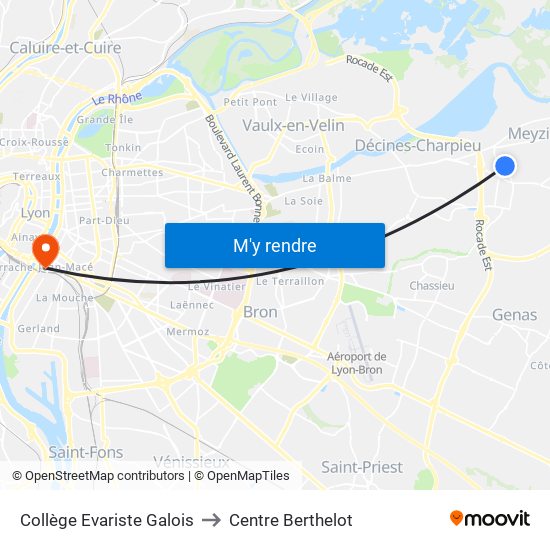 Collège Evariste Galois to Centre Berthelot map