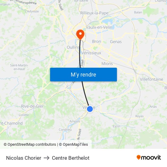 Nicolas Chorier to Centre Berthelot map