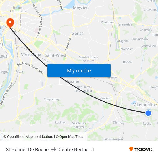 St Bonnet De Roche to Centre Berthelot map