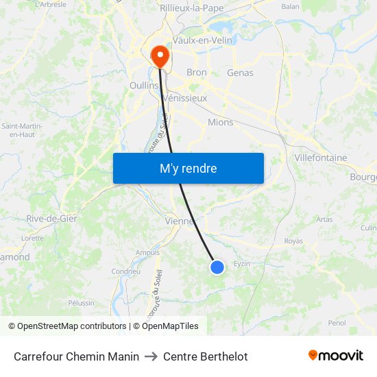Carrefour Chemin Manin to Centre Berthelot map
