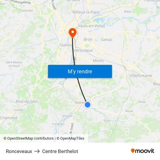 Ronceveaux to Centre Berthelot map