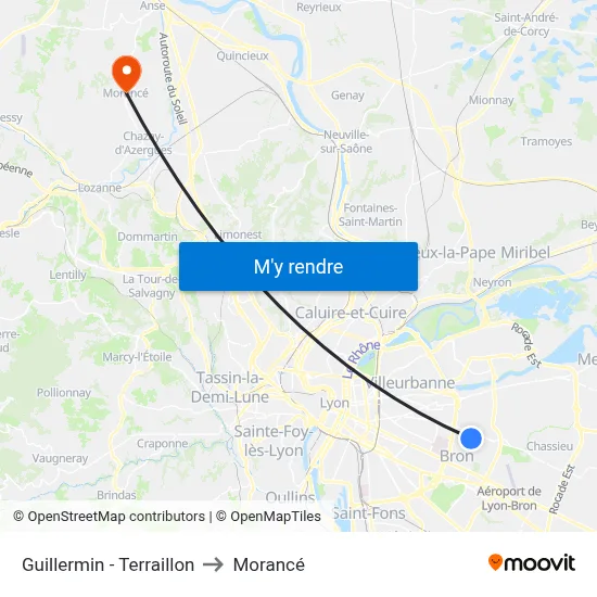 Guillermin - Terraillon to Morancé map