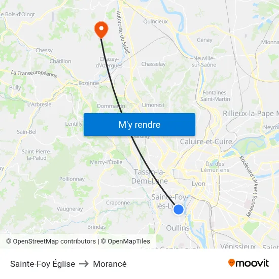 Sainte-Foy Église to Morancé map