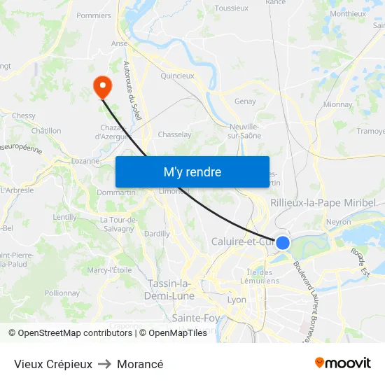 Vieux Crépieux to Morancé map