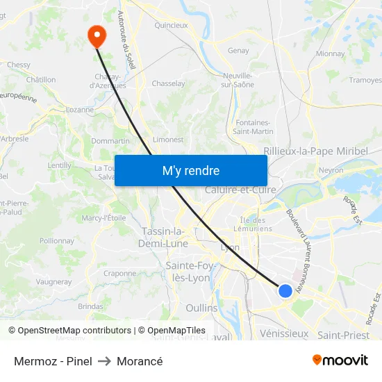 Mermoz - Pinel to Morancé map