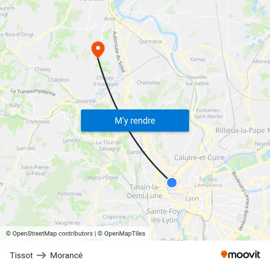 Tissot to Morancé map