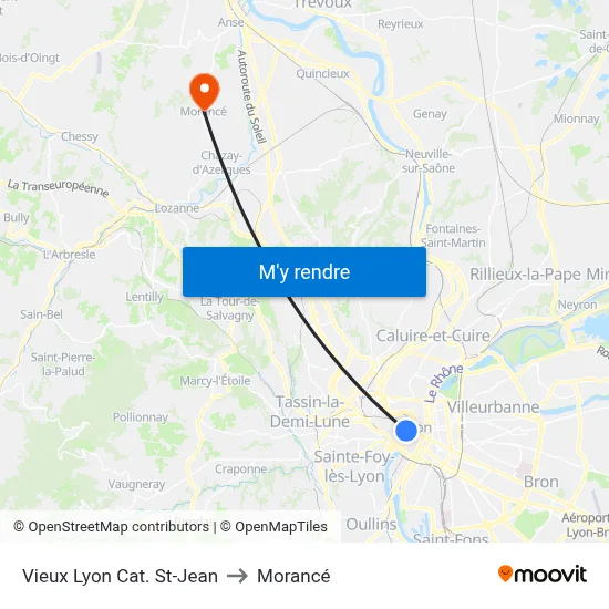 Vieux Lyon Cat. St-Jean to Morancé map