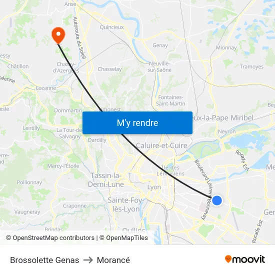 Brossolette Genas to Morancé map