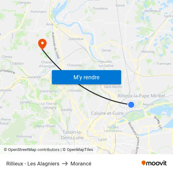 Rillieux - Les Alagniers to Morancé map