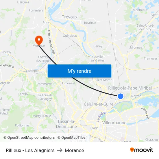 Rillieux - Les Alagniers to Morancé map