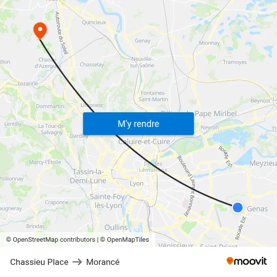 Chassieu Place to Morancé map