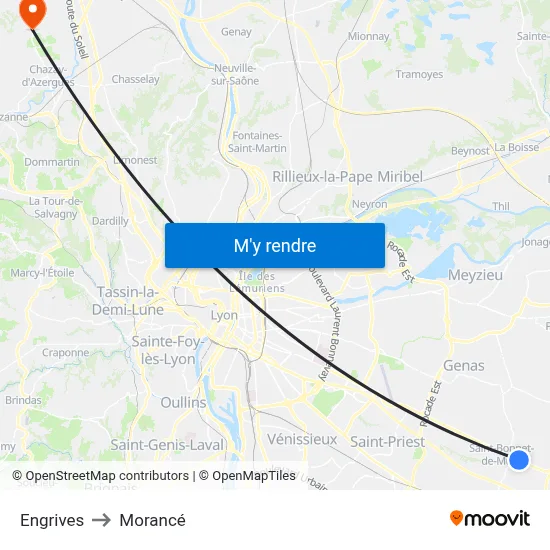 Engrives to Morancé map