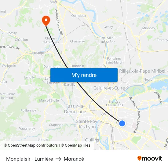 Monplaisir - Lumière to Morancé map