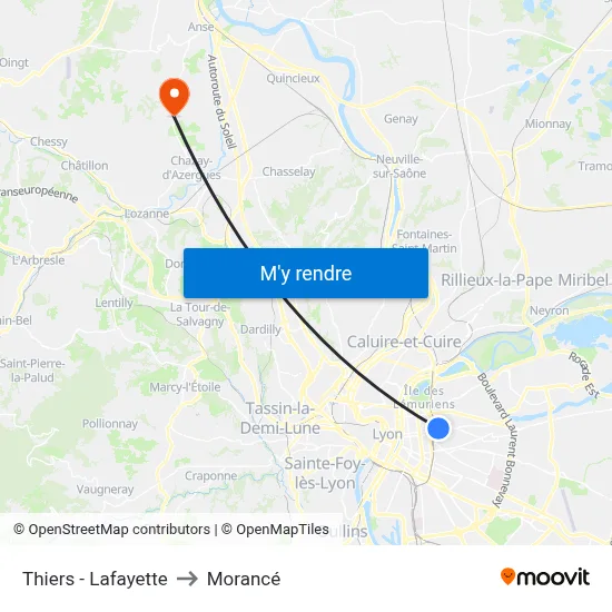 Thiers - Lafayette to Morancé map