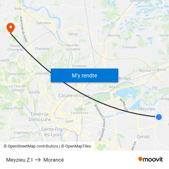 Meyzieu Z.I to Morancé map
