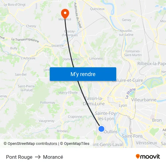 Pont Rouge to Morancé map
