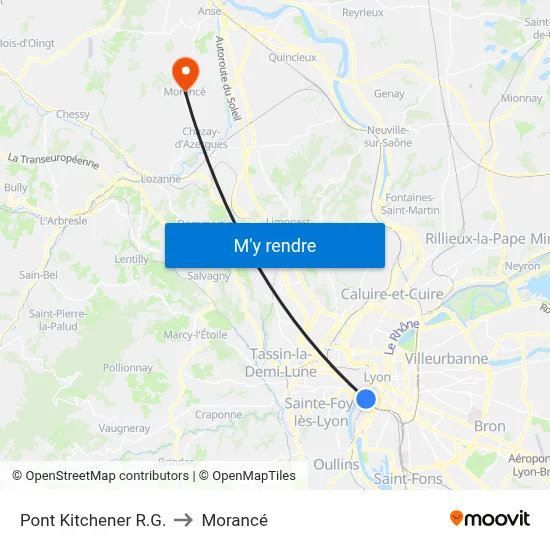 Pont Kitchener R.G. to Morancé map