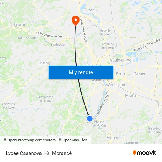 Lycée Casanova to Morancé map