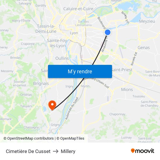 Cimetière De Cusset to Millery map