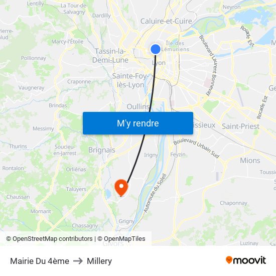 Mairie Du 4ème to Millery map