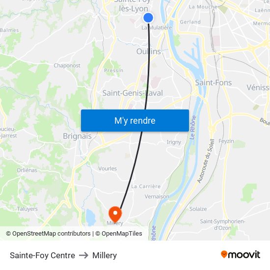 Sainte-Foy Centre to Millery map